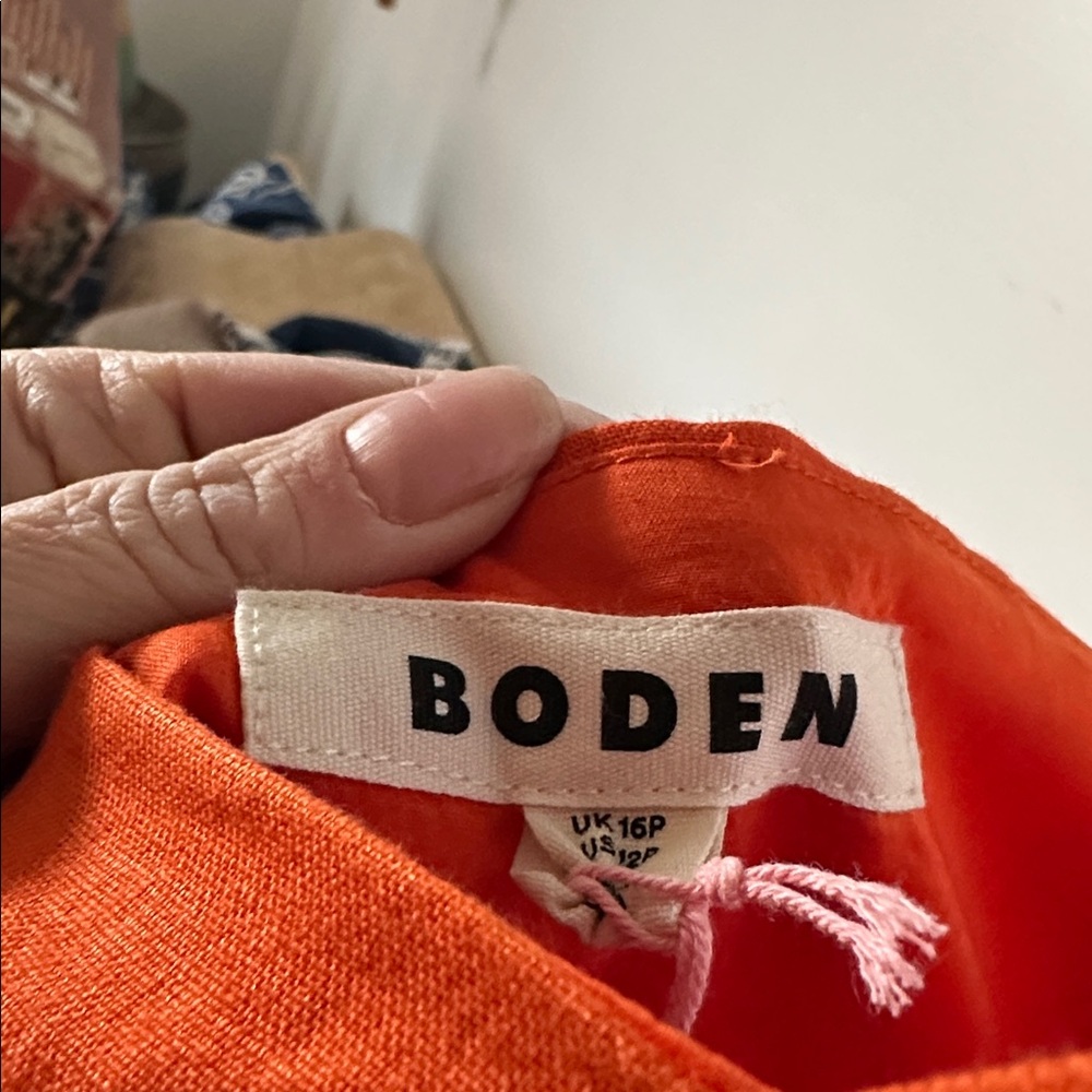 Boden Petite Vibrant Orange Linen Dress NWT! - Picture 6 of 11